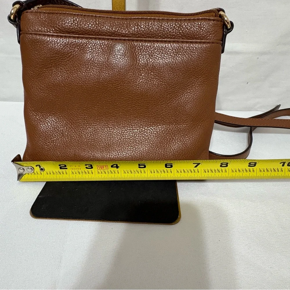 Michael Kors brown leather crossbody bag with gold-tone hardware